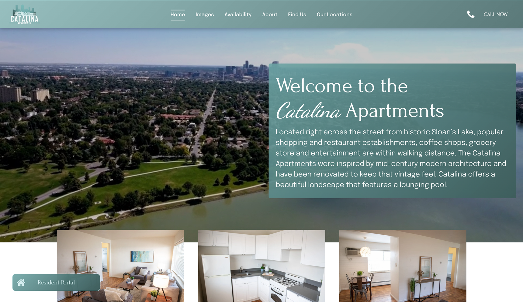 A screenshot of the website for catalina apartments.