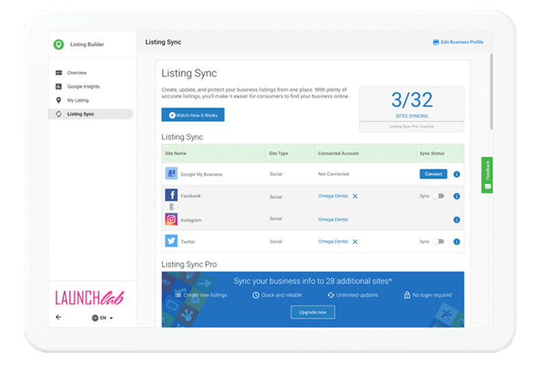 A screenshot of a landing page on a tablet.