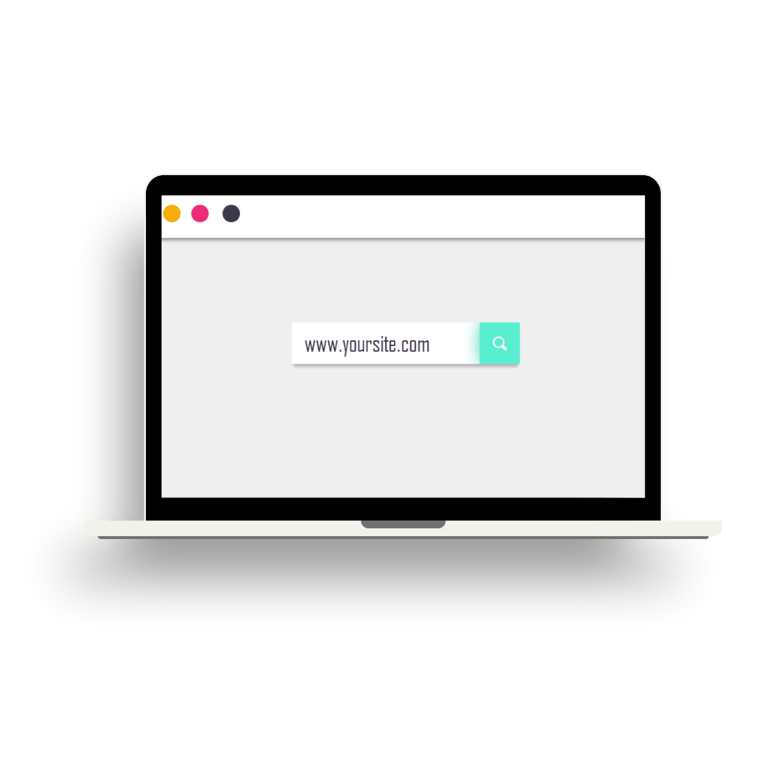 A laptop computer with a search bar on the screen.