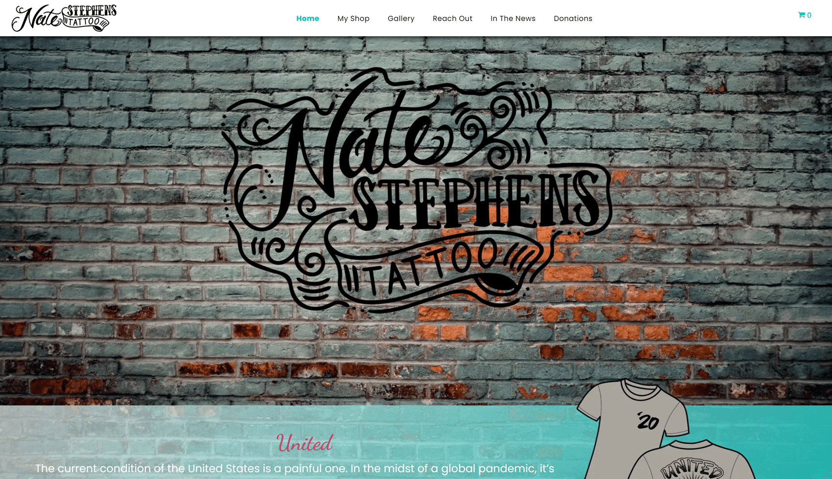 A brick wall with the words `` nate stephens tattoo '' written on it.
