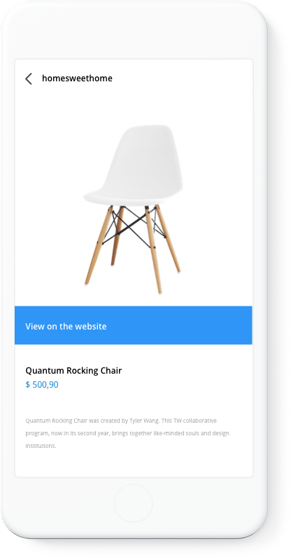 A white cell phone with a picture of a chair on it.
