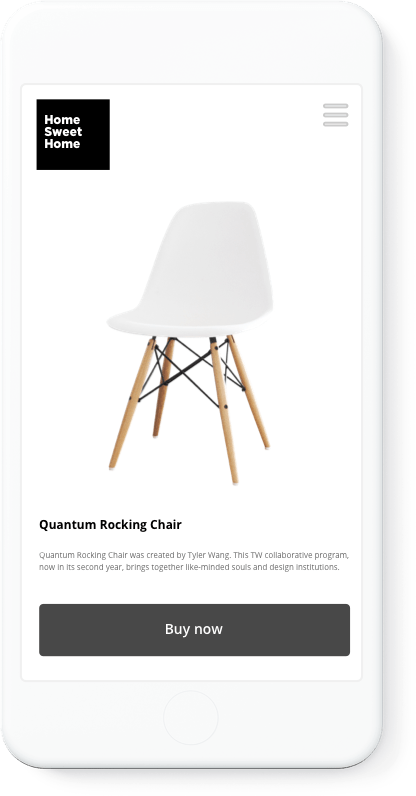 A white cell phone with a picture of a chair on the screen.
