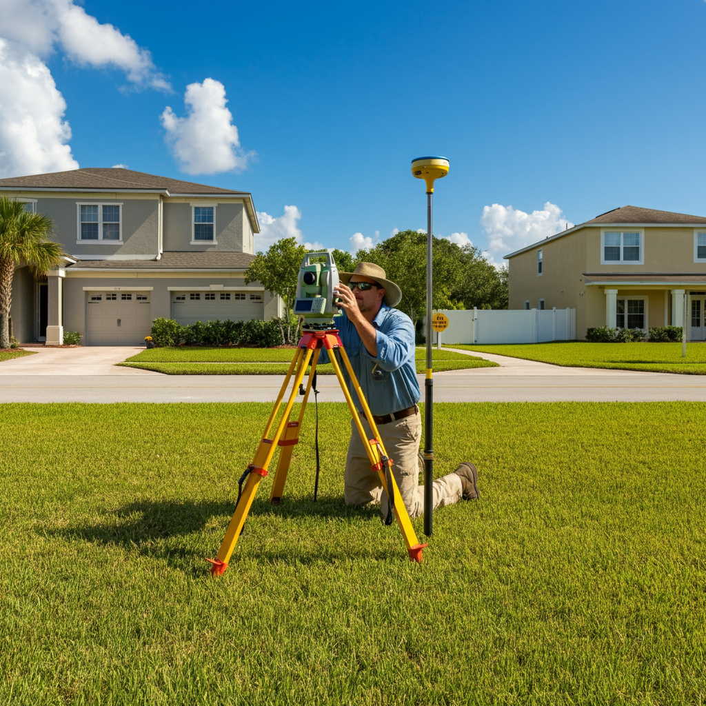 Surveyor preparing Elevation Certificate in Florida