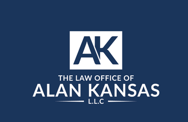 Logo for The Law Office of Alan Kansas, LLC, with white AK on a blue background