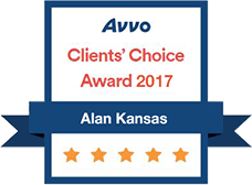 Avvo Clients’ Choice Award 2017 badge for Alan Kansas with five stars