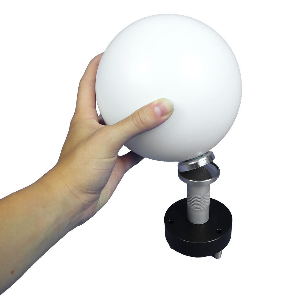 A person is holding a white ball in their hand