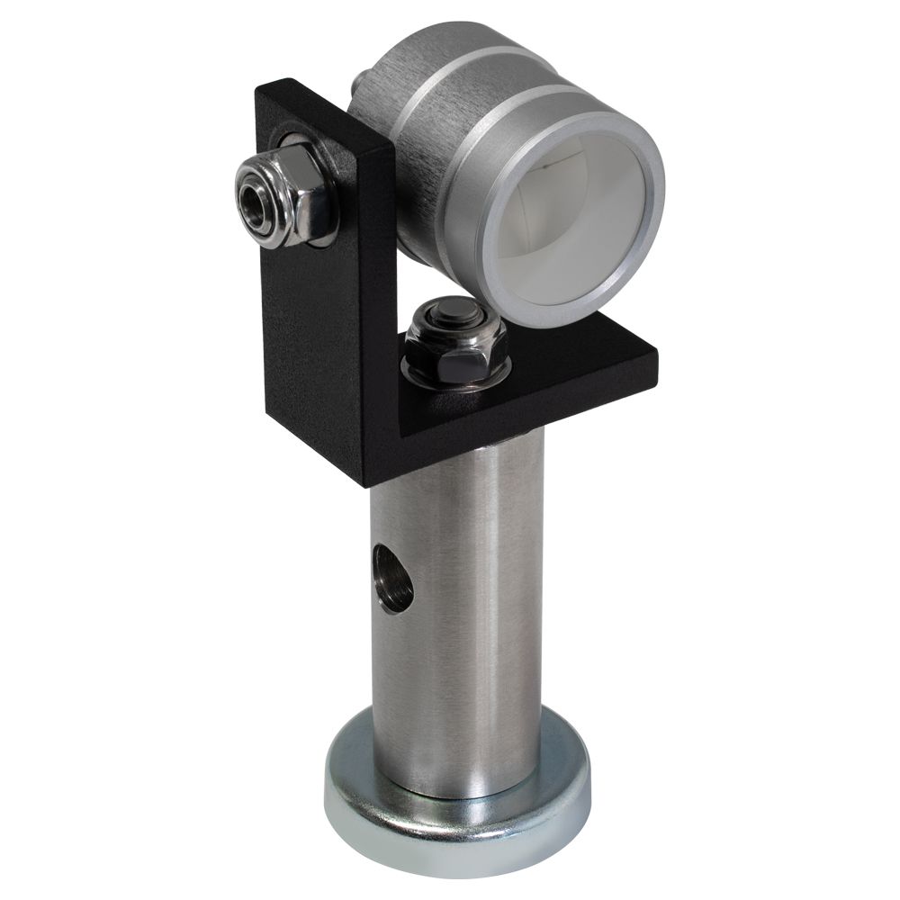 A stainless steel object with a screw on it
