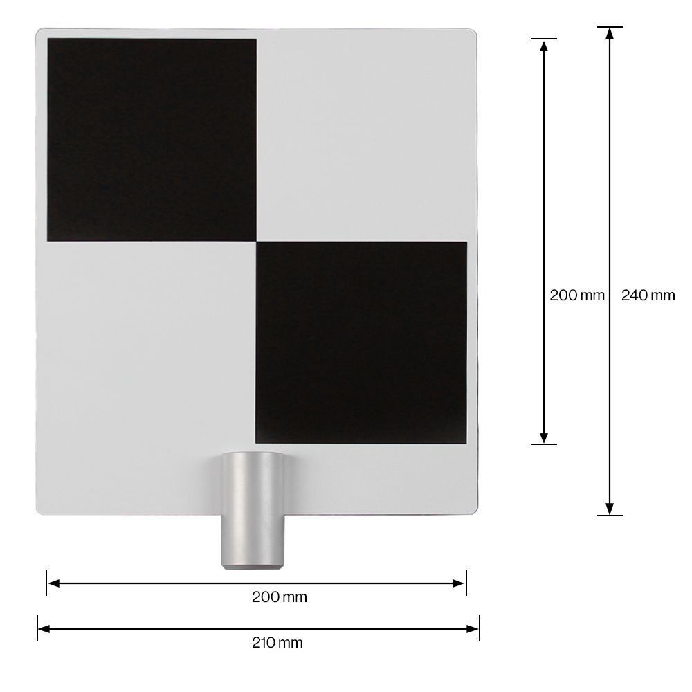 A black and white checkered board with measurements on it.