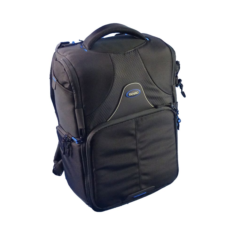 A black bag with a blue logo that says ' tsr ' on it