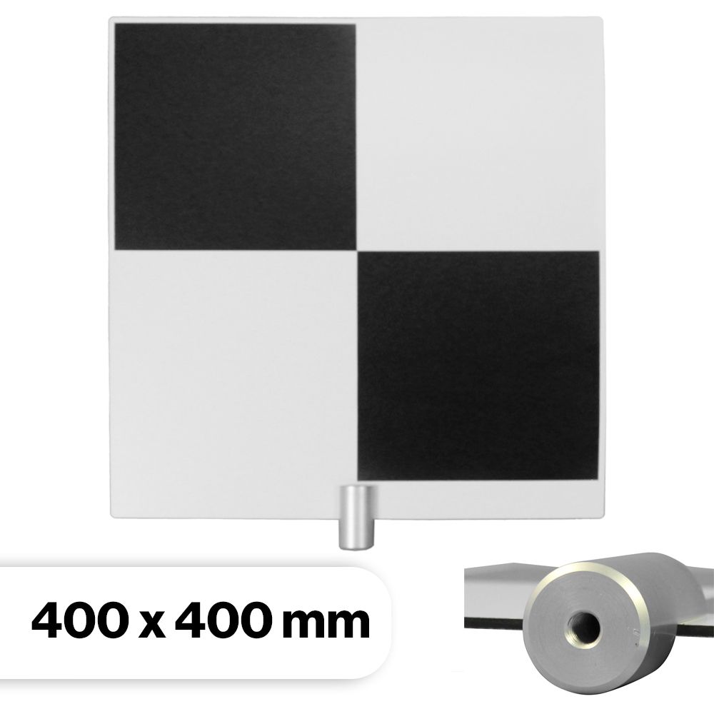 A black and white checkered board with a hole in the middle