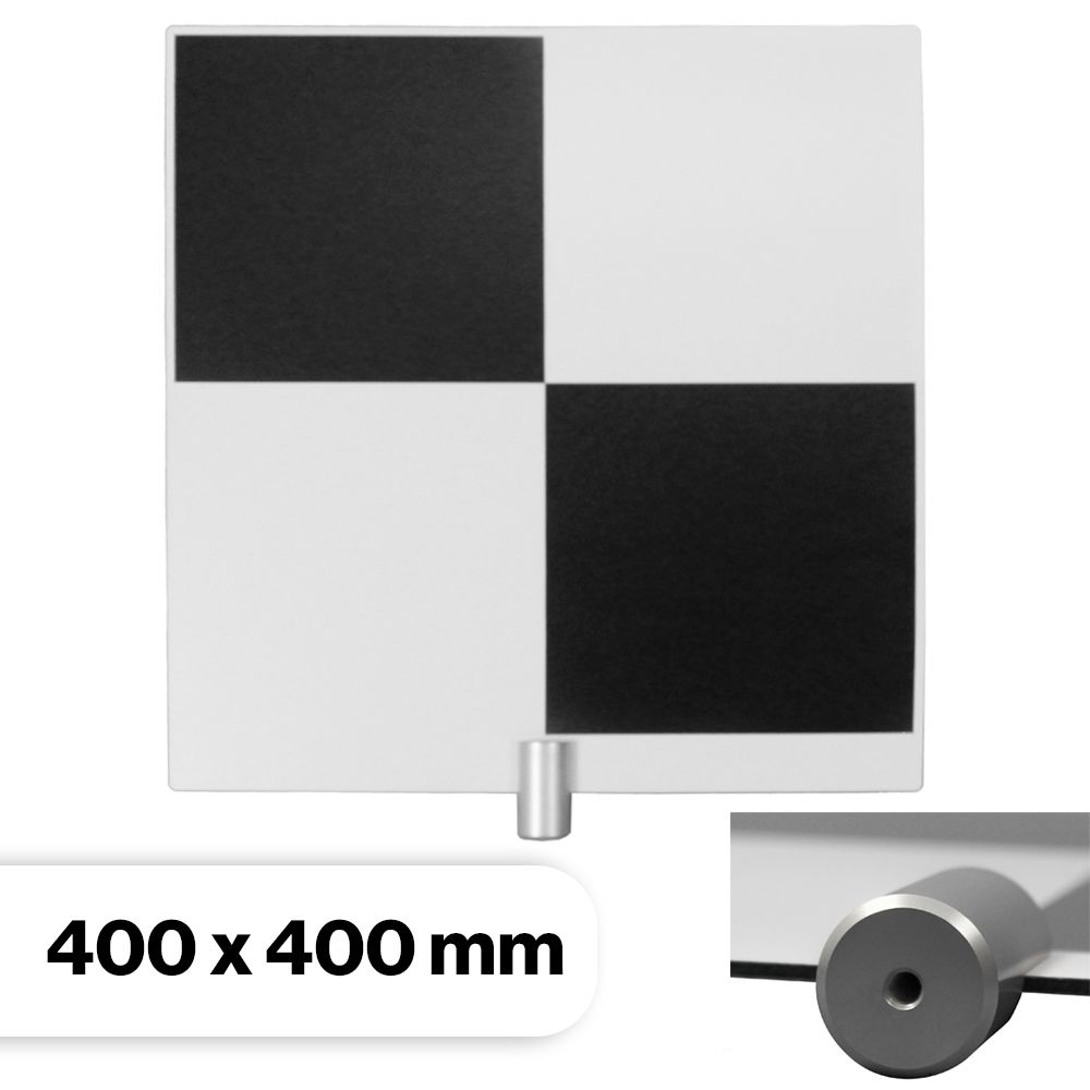 A black and white checkered board with measurements on it