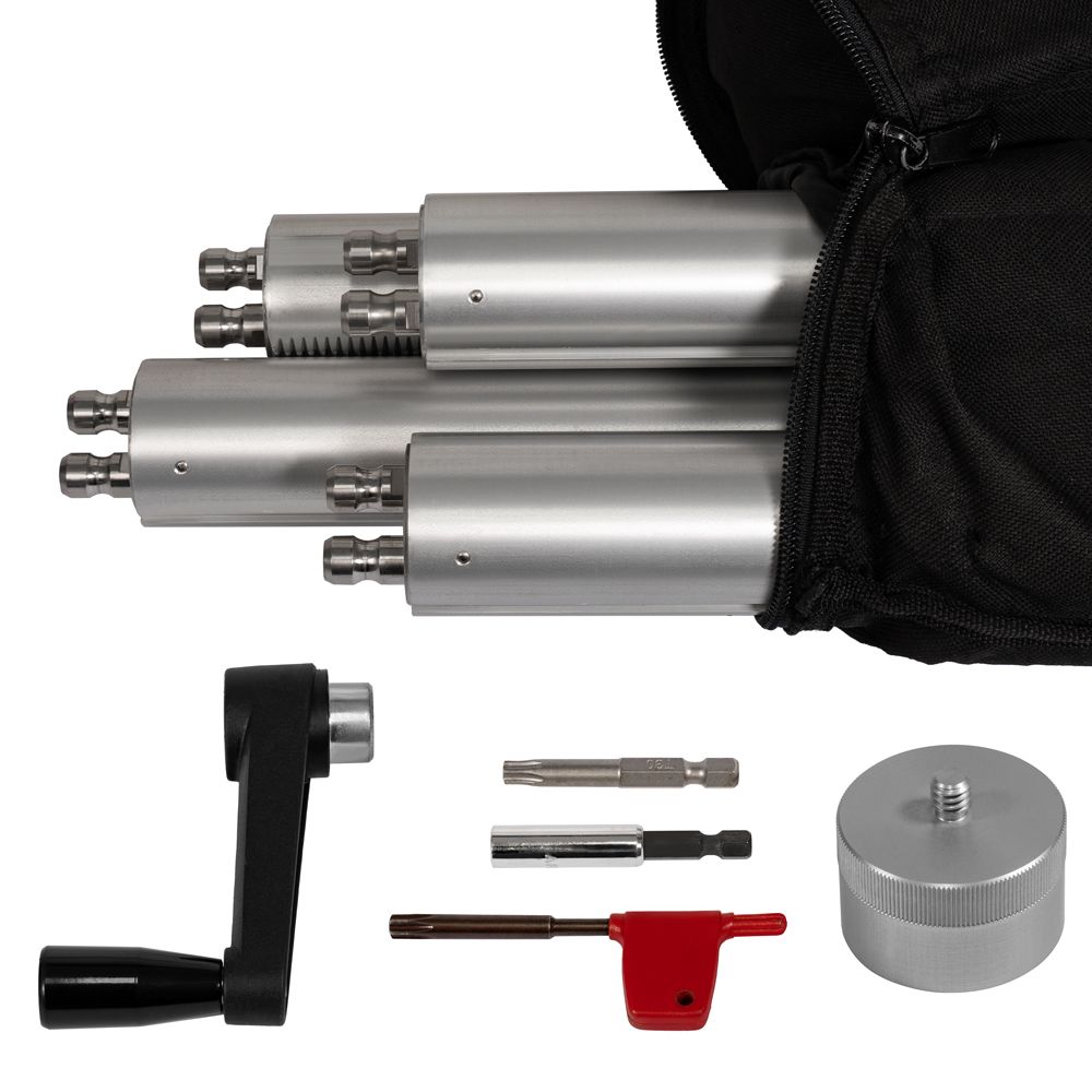 A black bag with a bunch of tools in it
