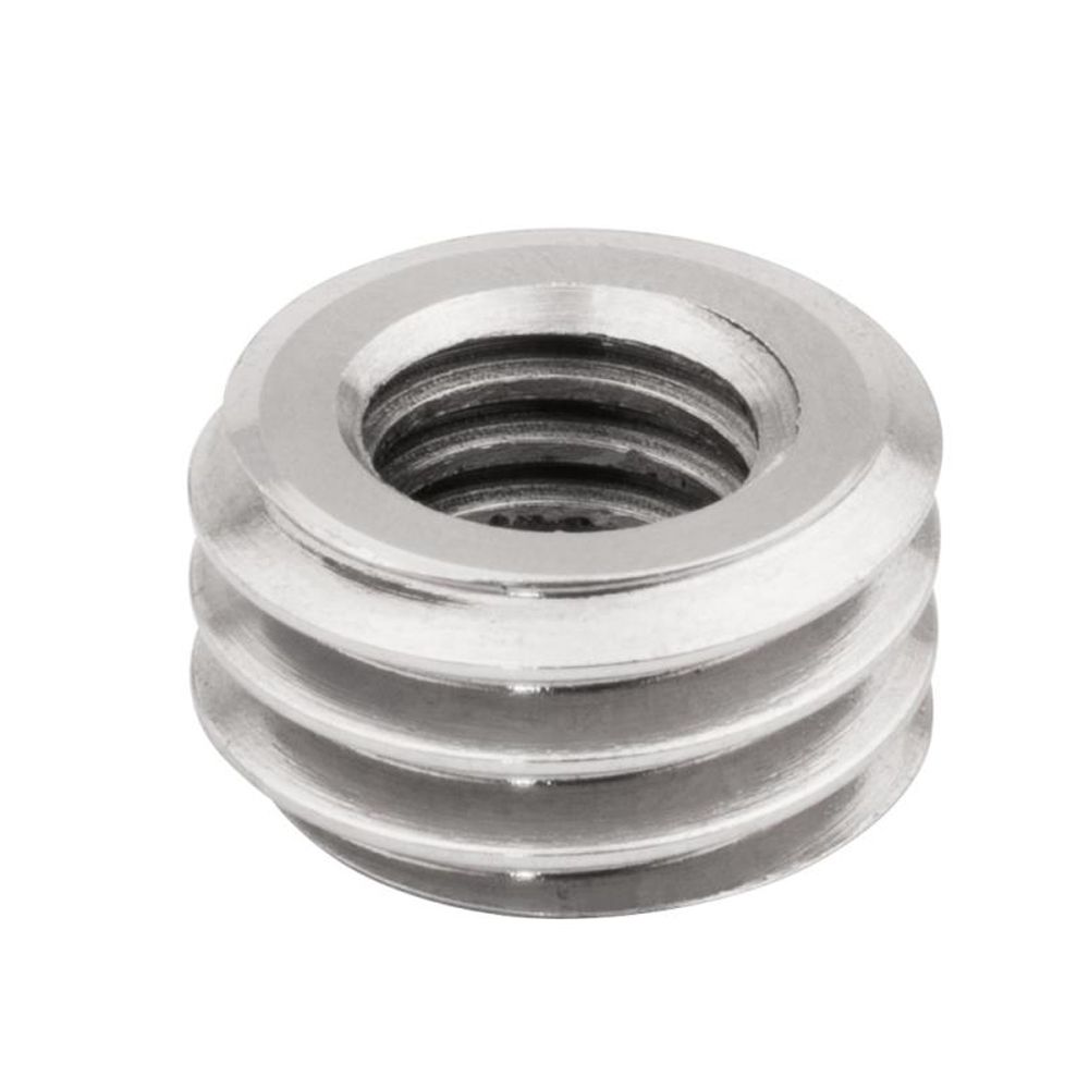 A stainless steel washer with a hole in the middle