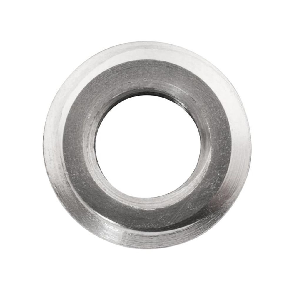 A stainless steel washer with a hole in the middle