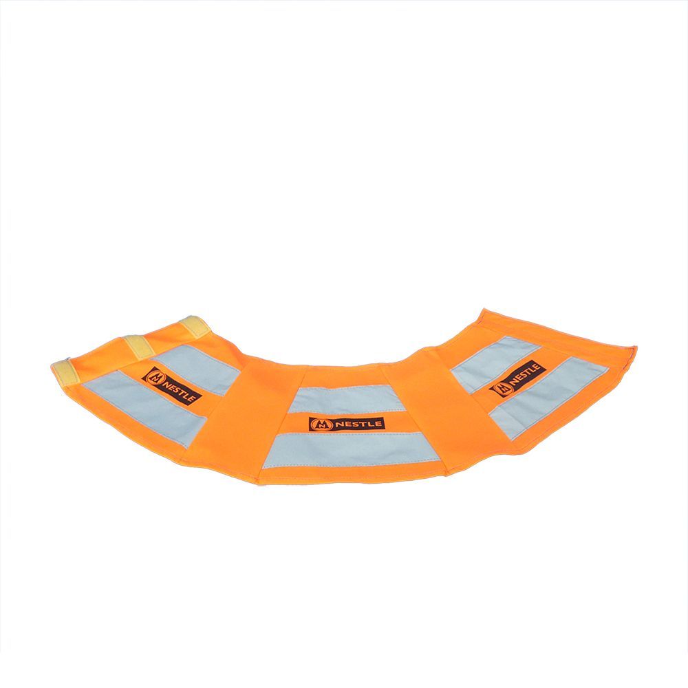A piece of orange fabric with the word miracle on it