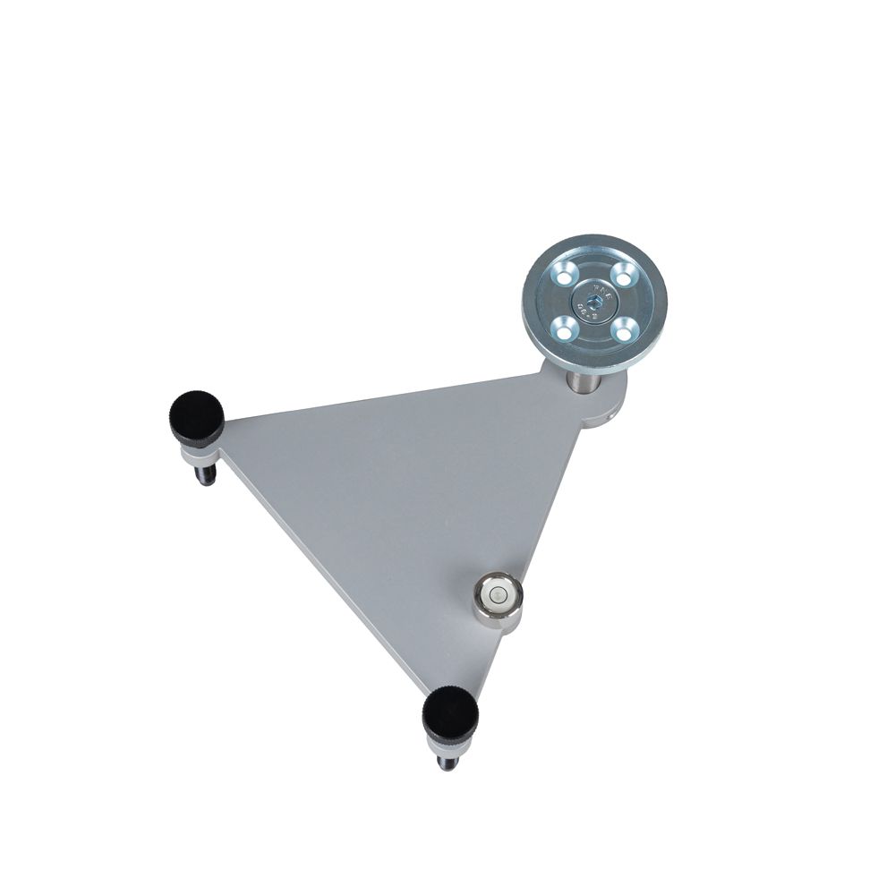 A triangle with a round object on top of it on a white background.