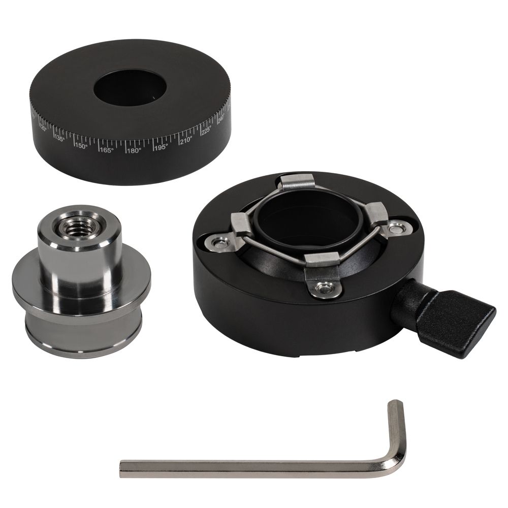 A set of metal pieces with a wrench on a white background