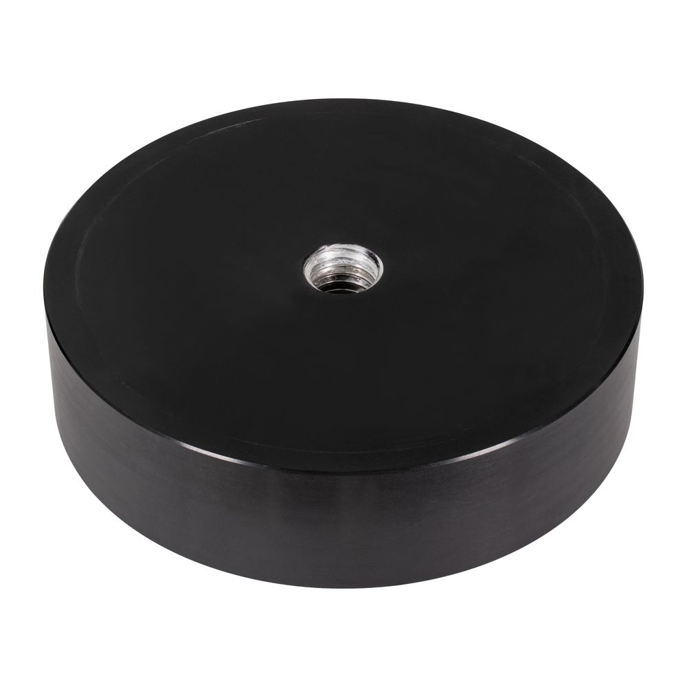 A black cylinder with a handle on top of it