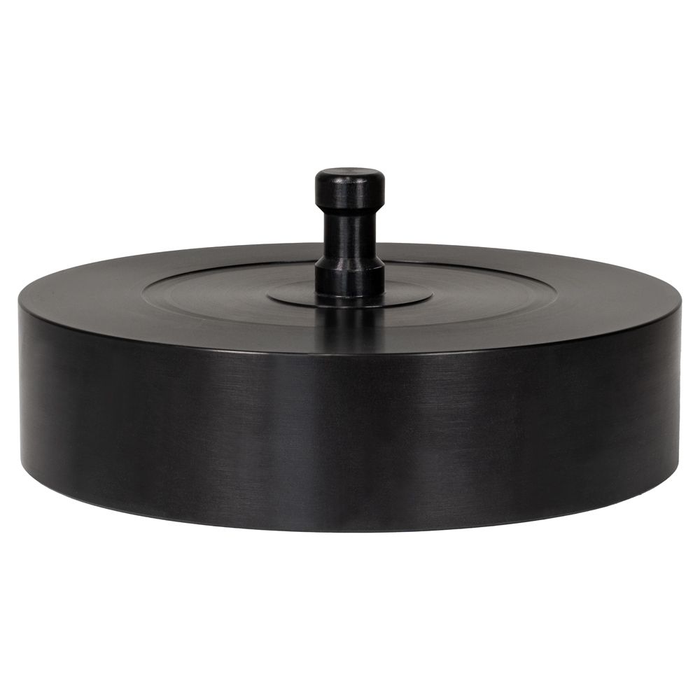 A black cylinder with a handle on top of it