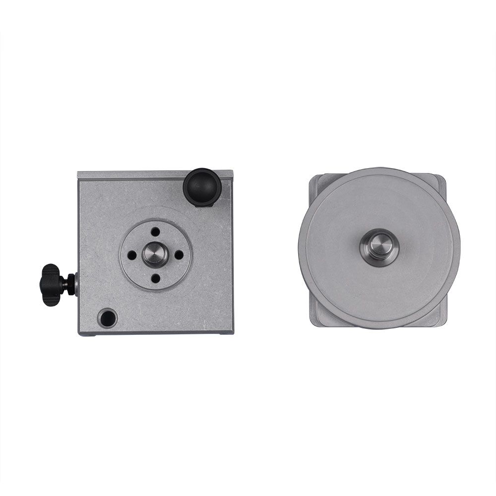 Two pieces of metal with a screw in the middle on a white background.