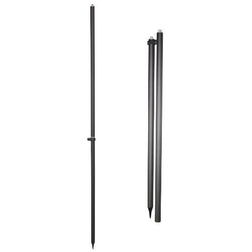 A set of three black poles on a white background.