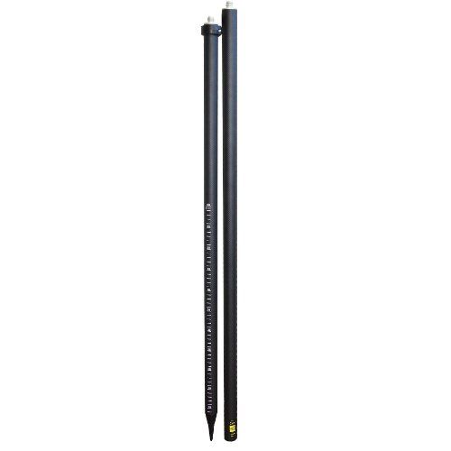 A pair of black poles with numbers on them on a white background.
