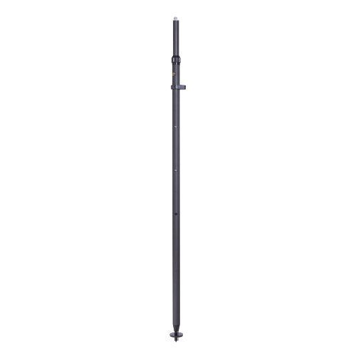 A black pole with a screw on the end on a white background.