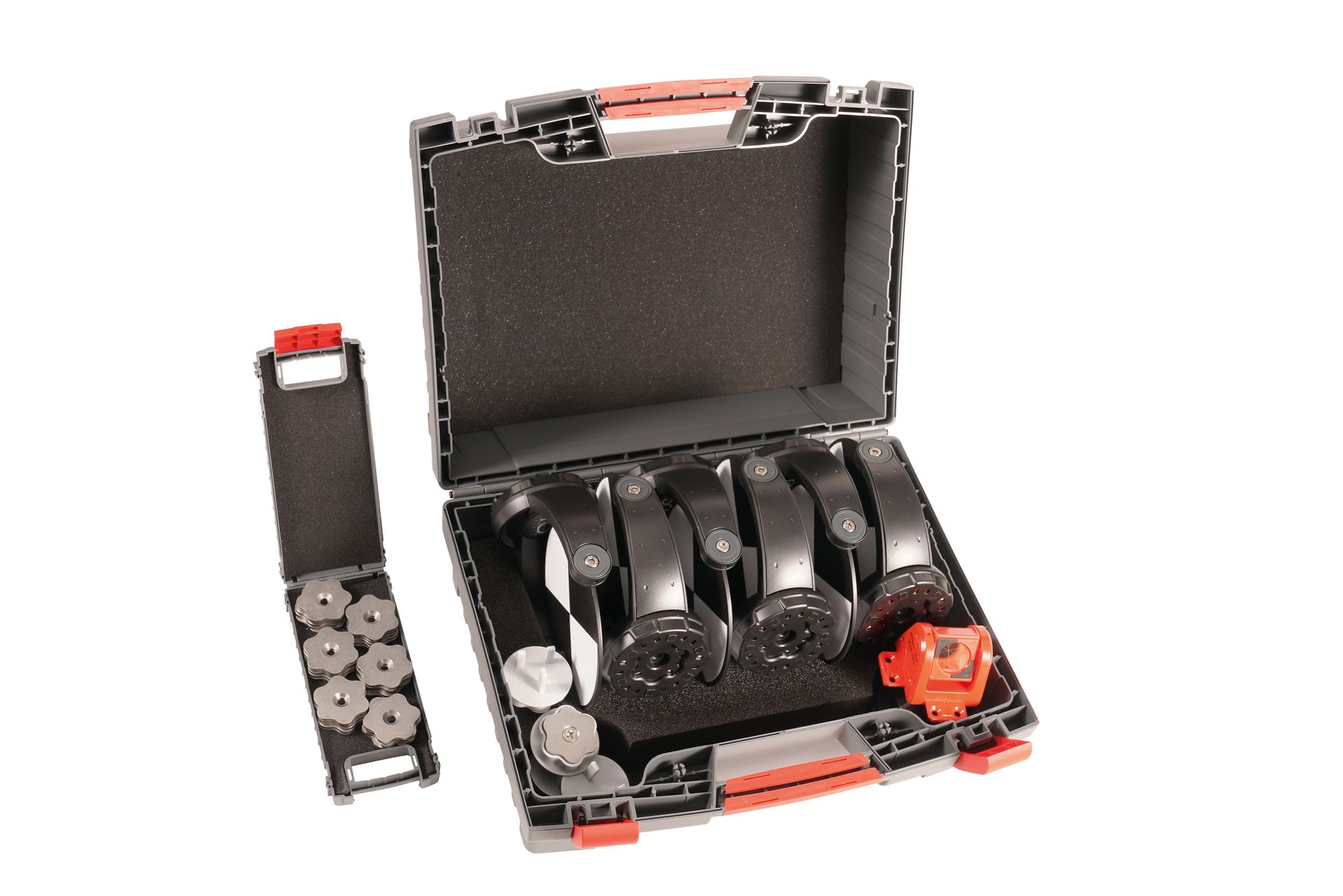 A black case with a bunch of tools inside of it