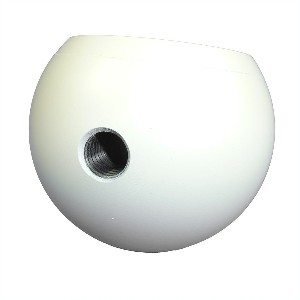 A white ball with a hole in the middle on a white background