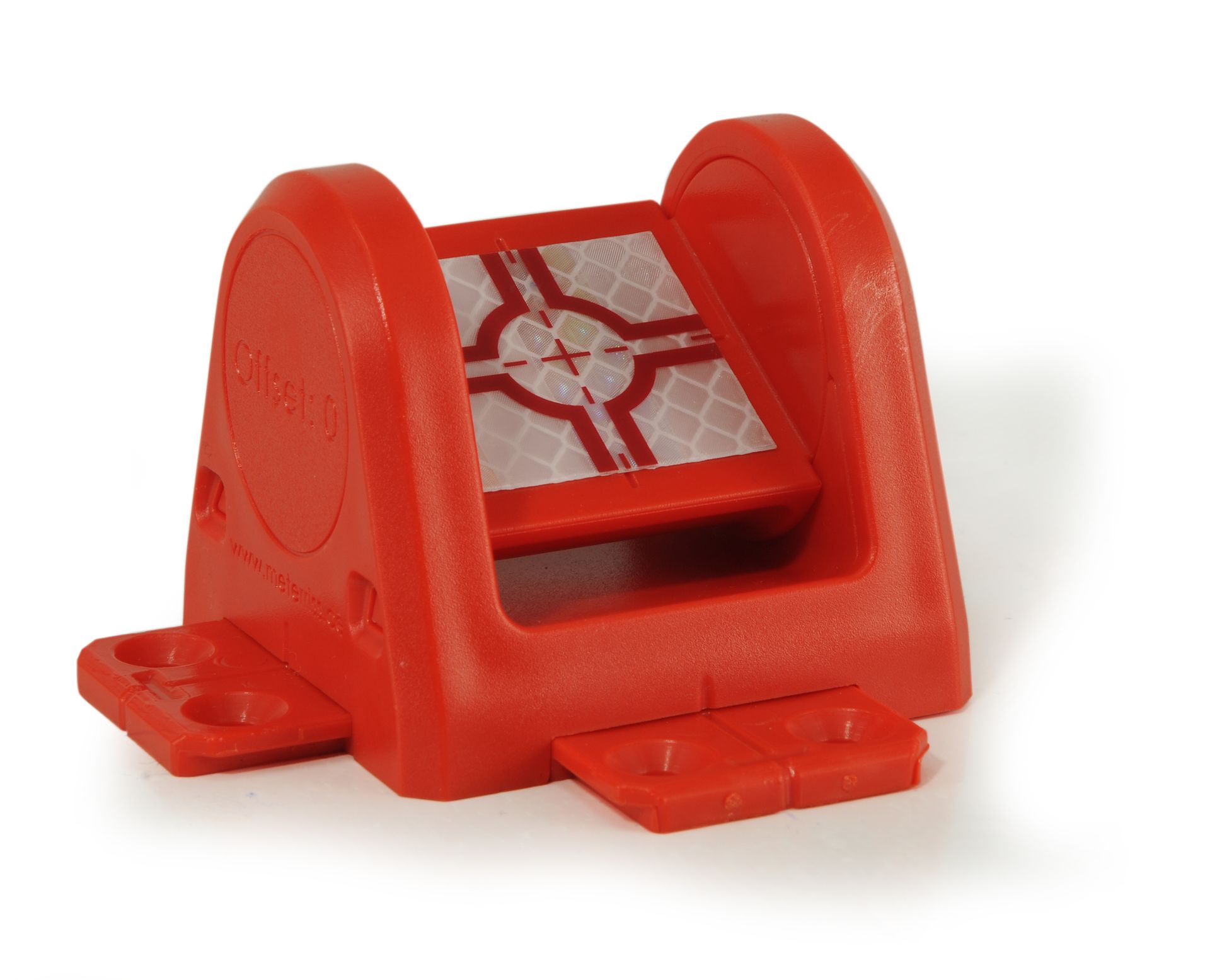 A red object with a white square on it