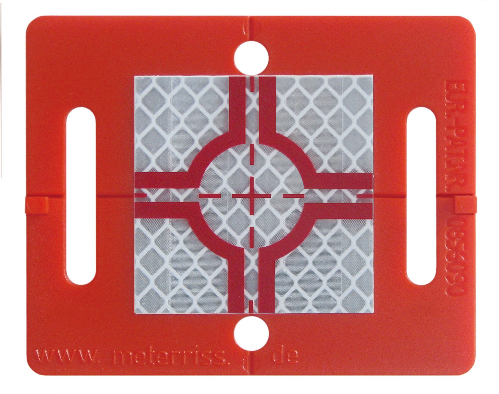 A red plastic item with a cross on it