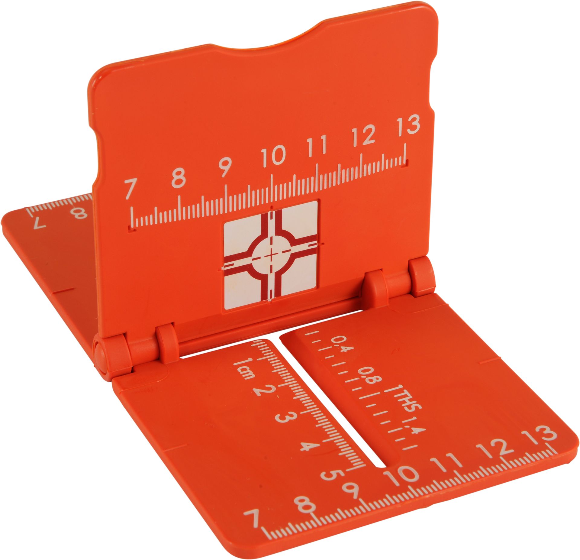 A red ruler with the numbers 7 8 9 10 11 12 13 on it