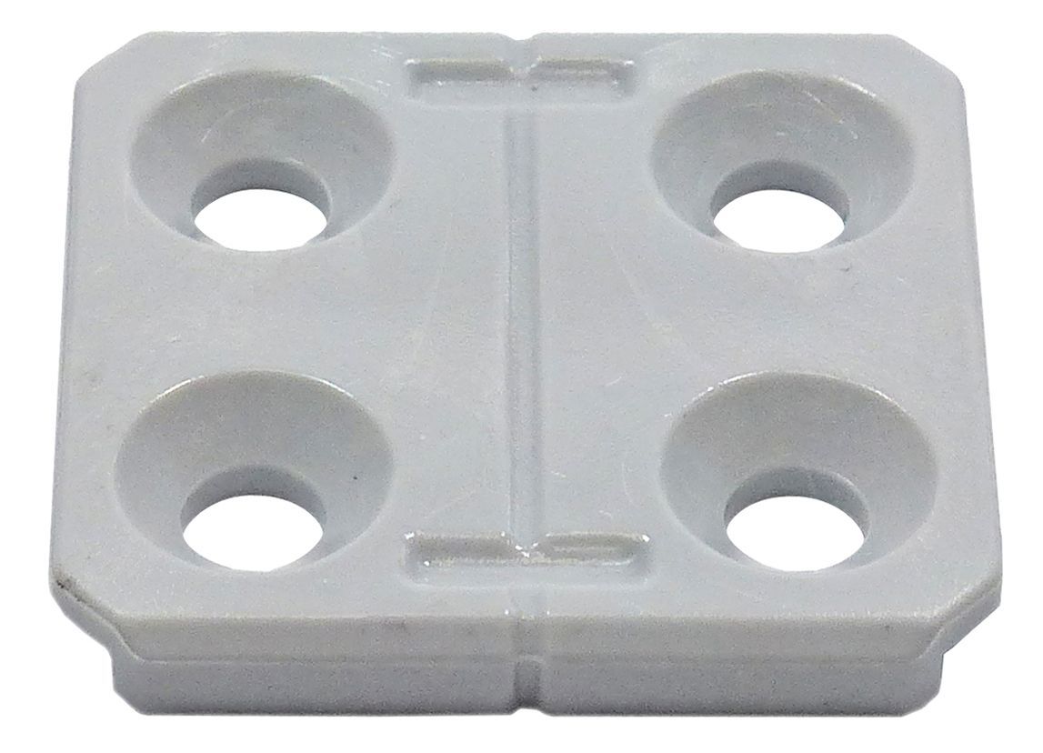 A white square with four holes in it on a white background