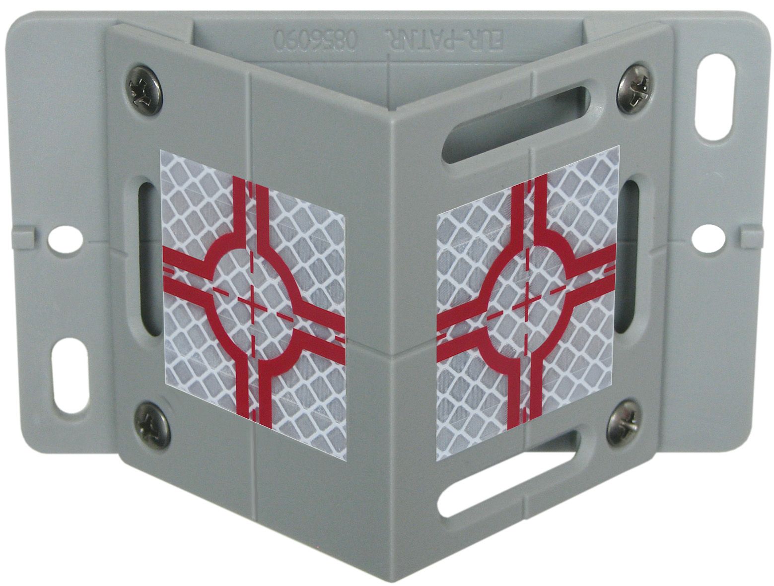 A red object with reflective squares on it