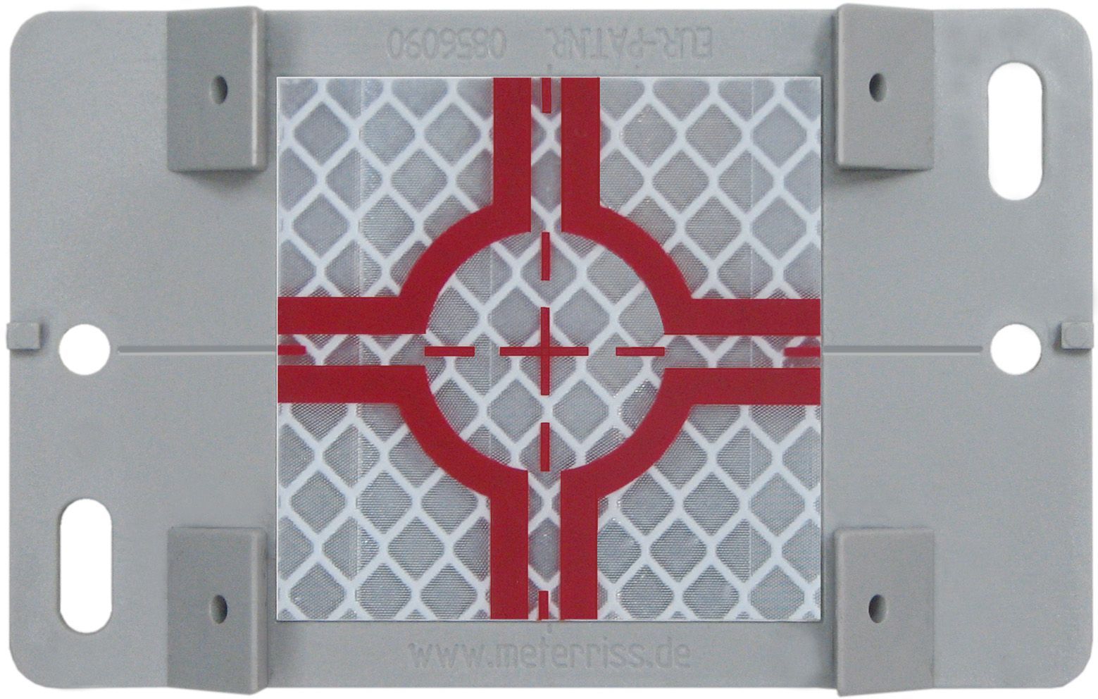 A red and white object with a cross on it