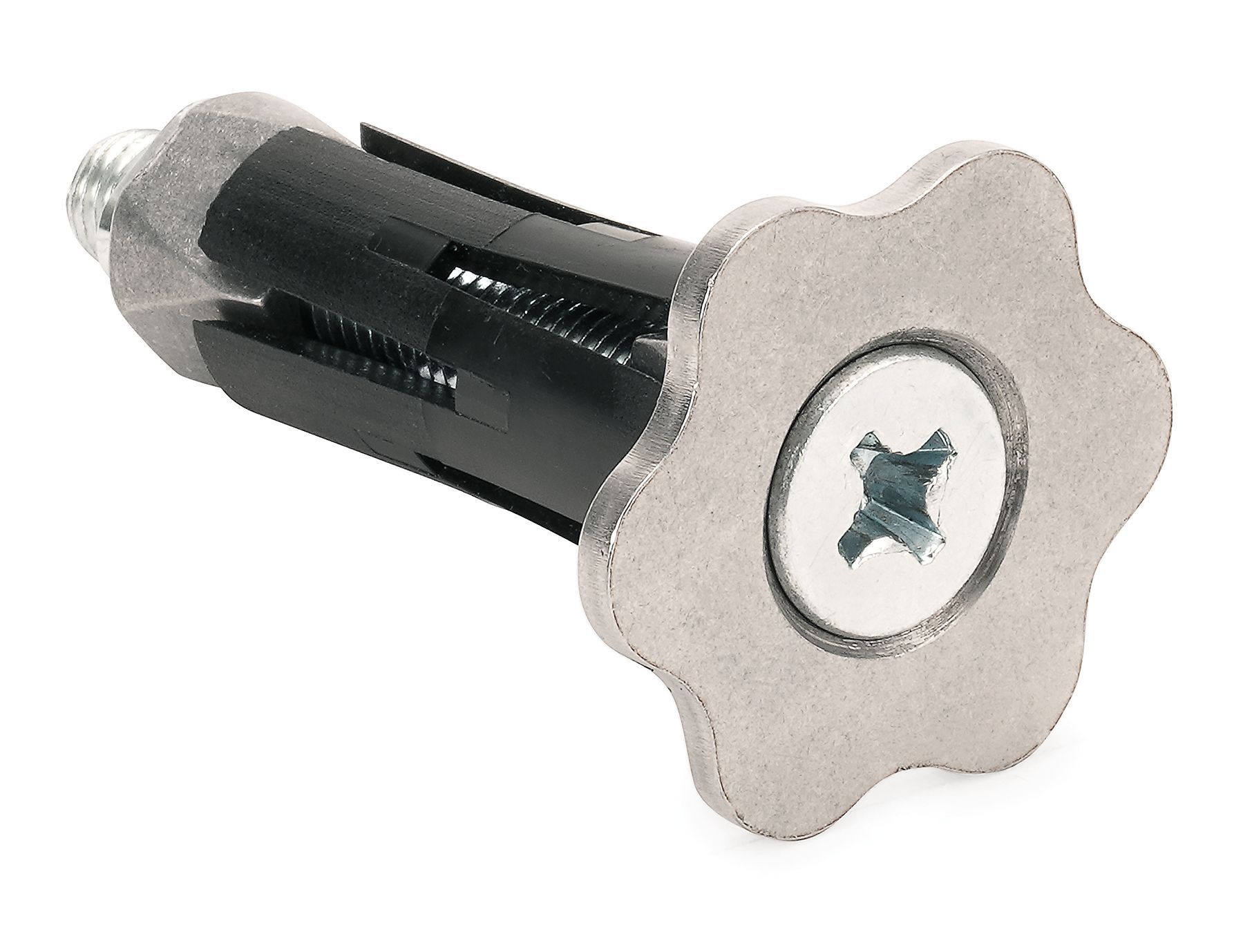 A close up of a screw with a star on it