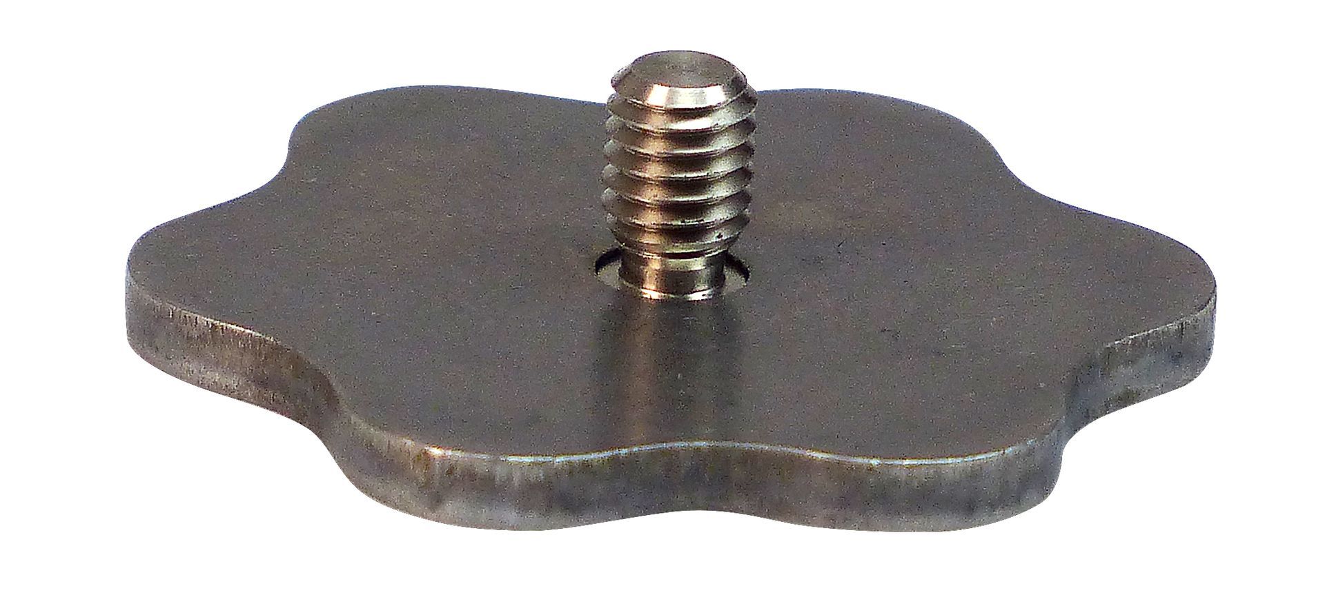 A close up of a metal object with a screw in it