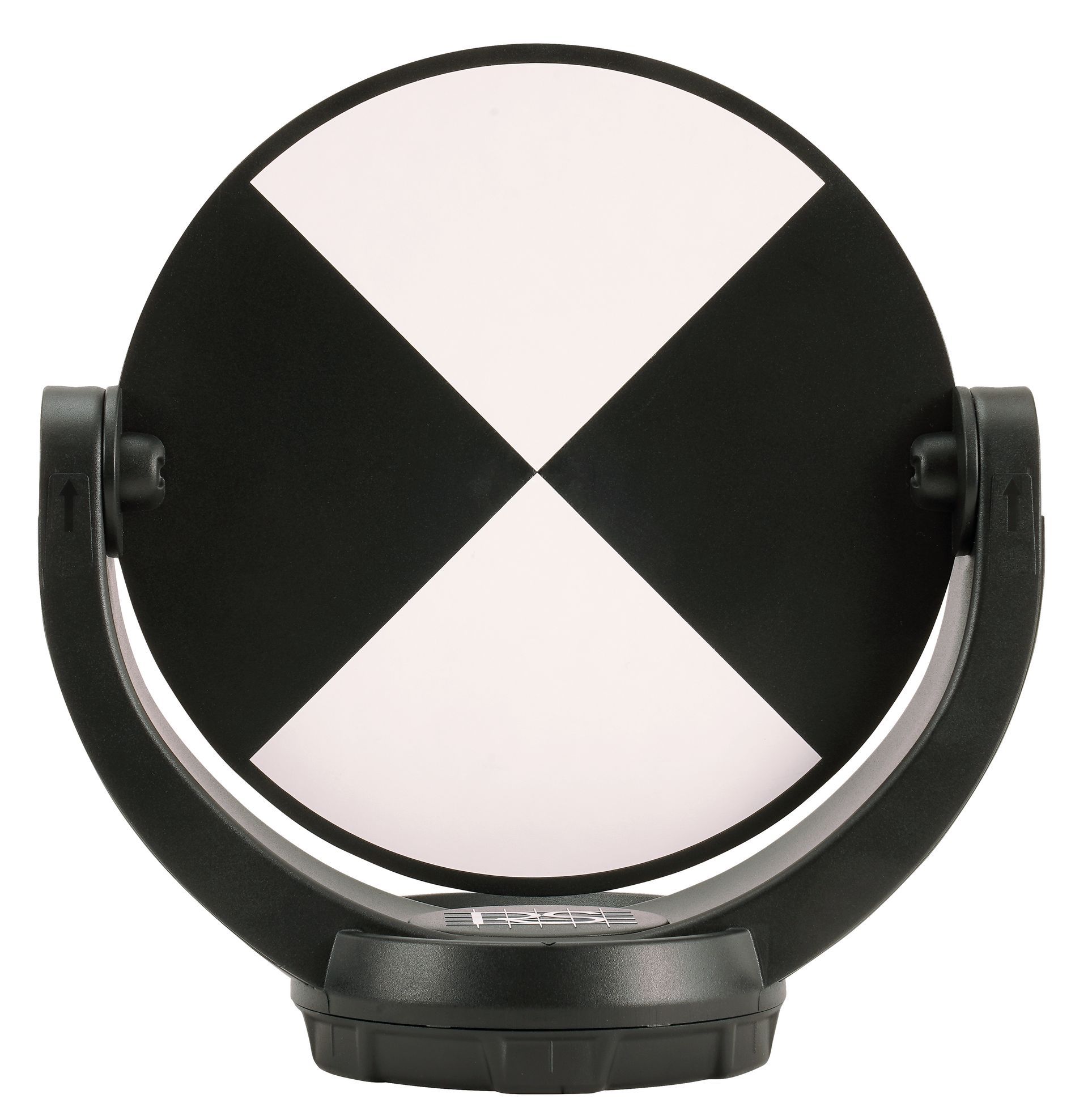 A black and white circle with an x on it