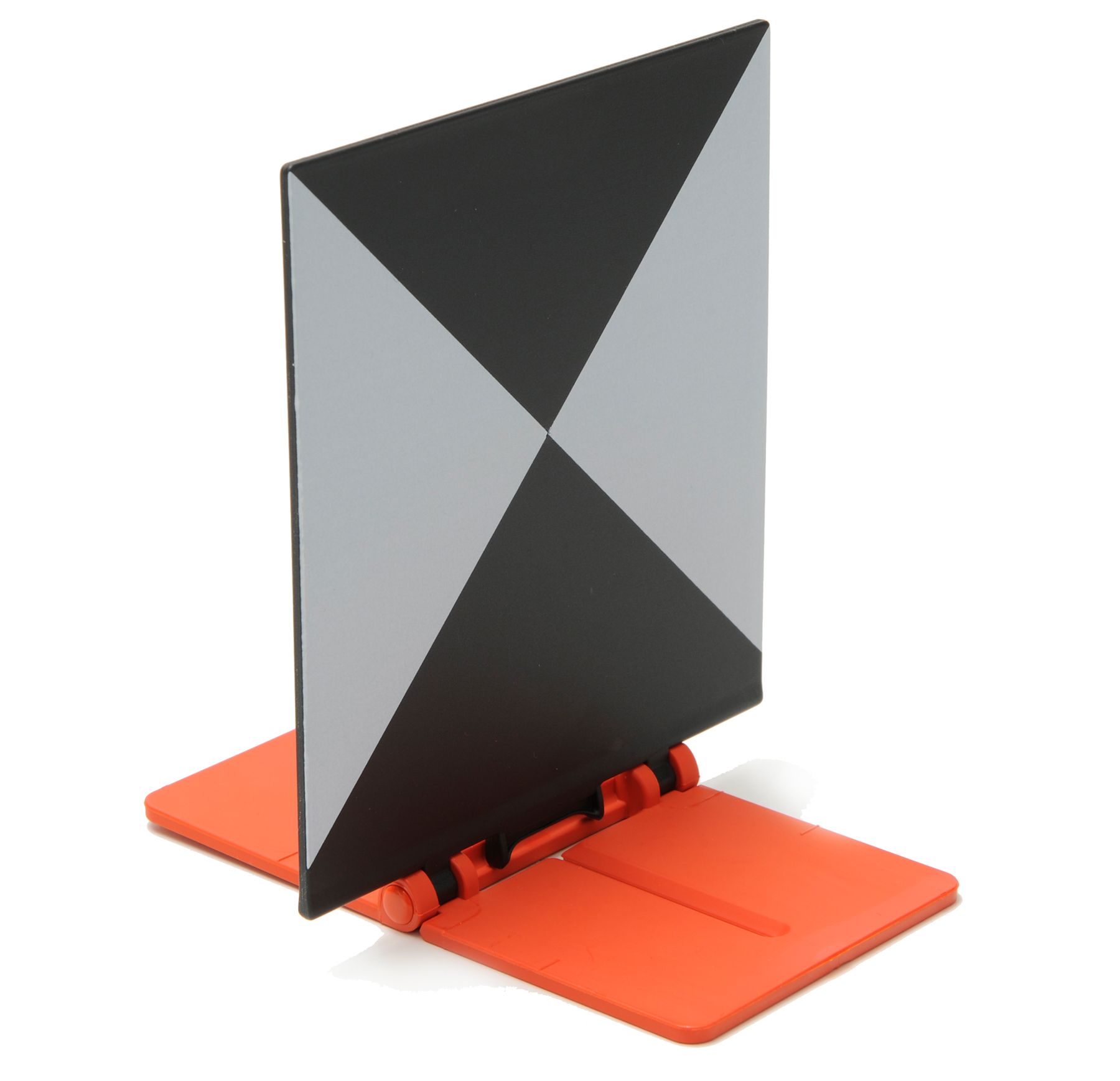 A black and white square on an orange base