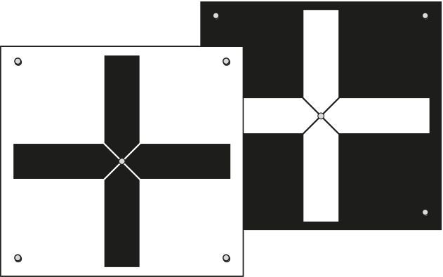 A black and white sign with a cross on it