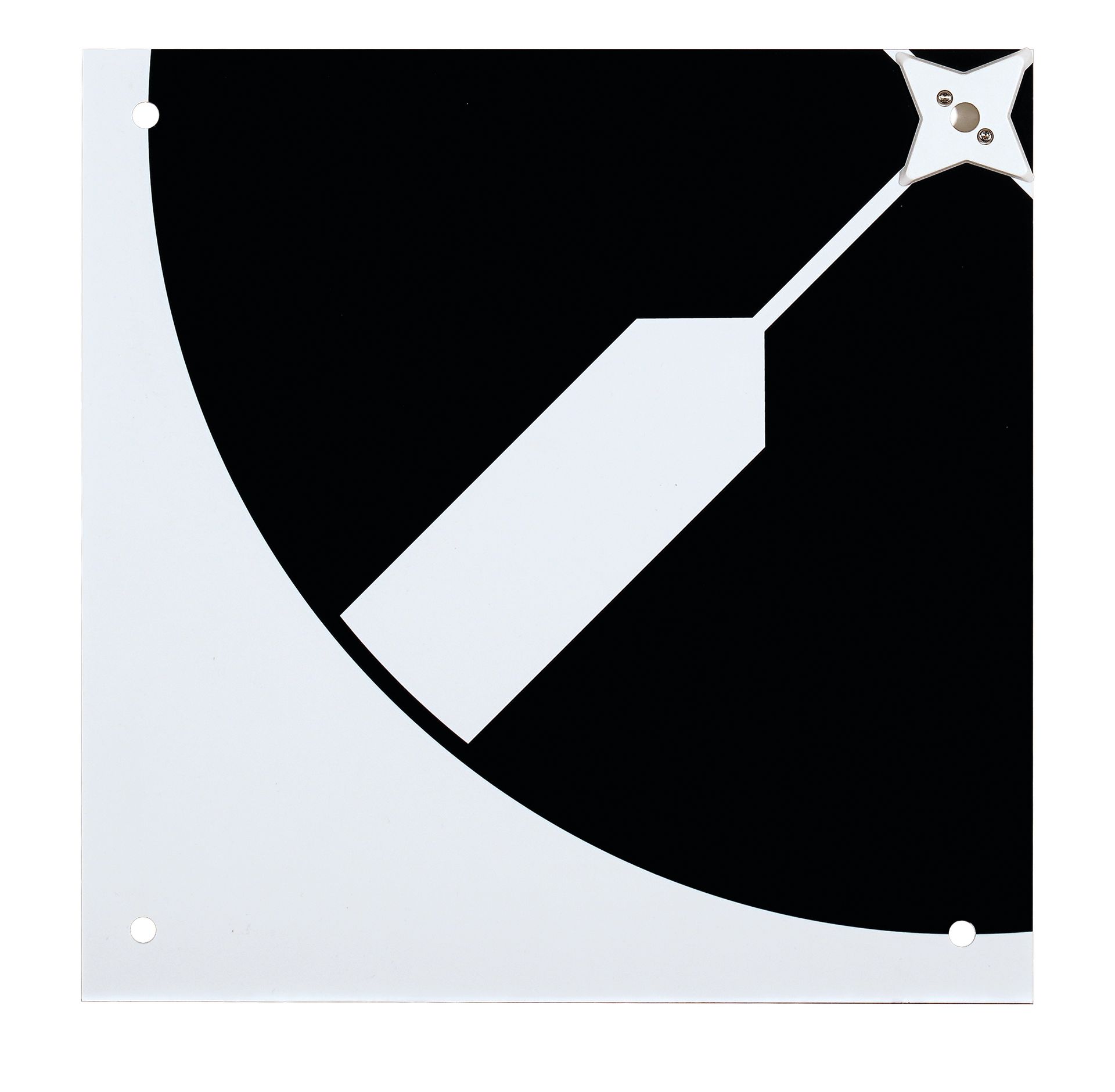 A black circle with white arrows on it