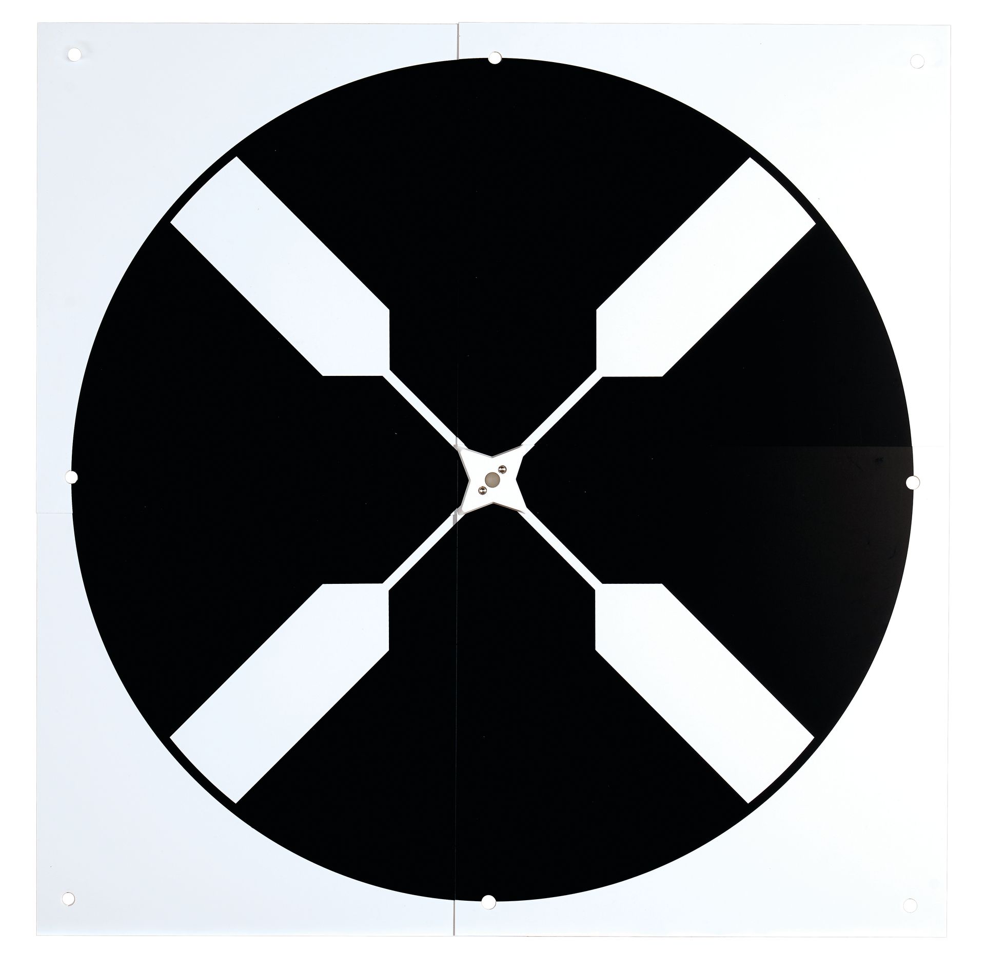 A black circle with white arrows on it