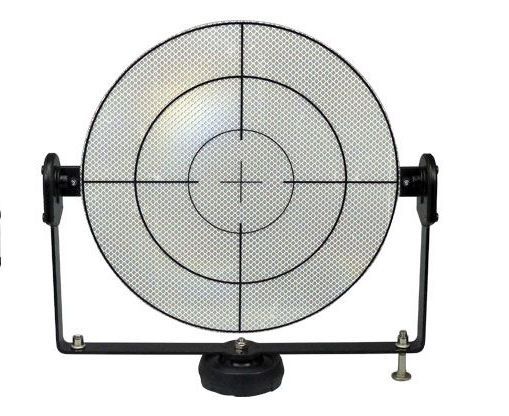A black and white target with a cross in the middle on a white background.