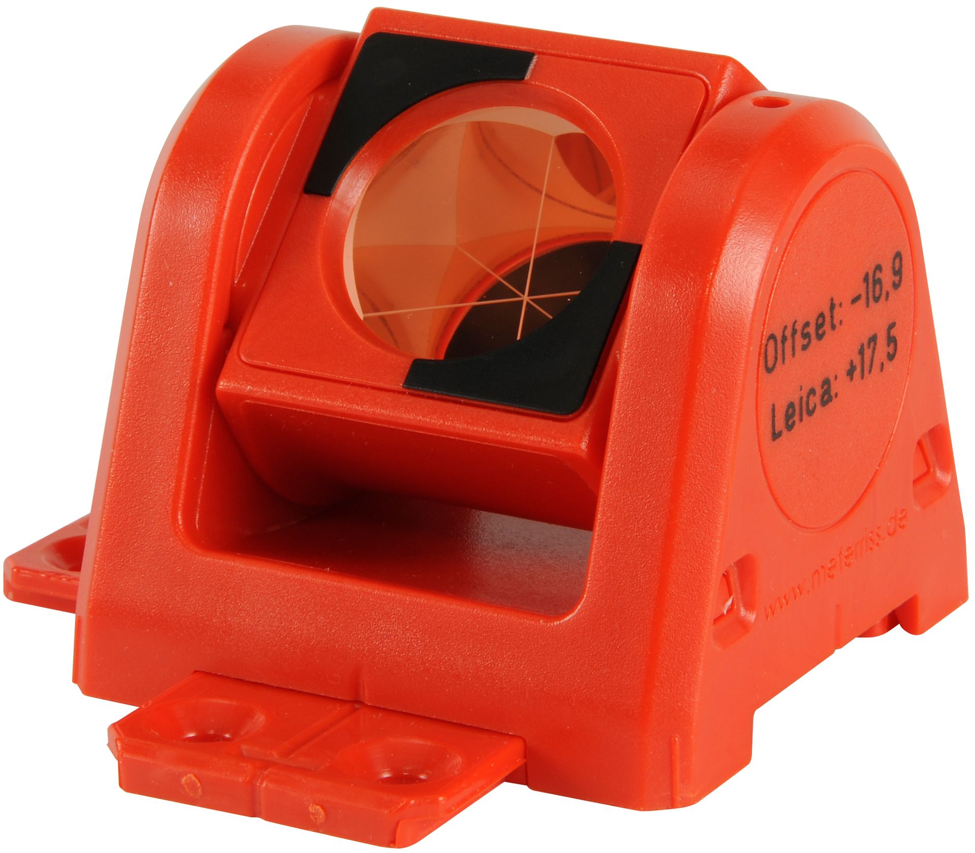 A red object with a black and white circle on it