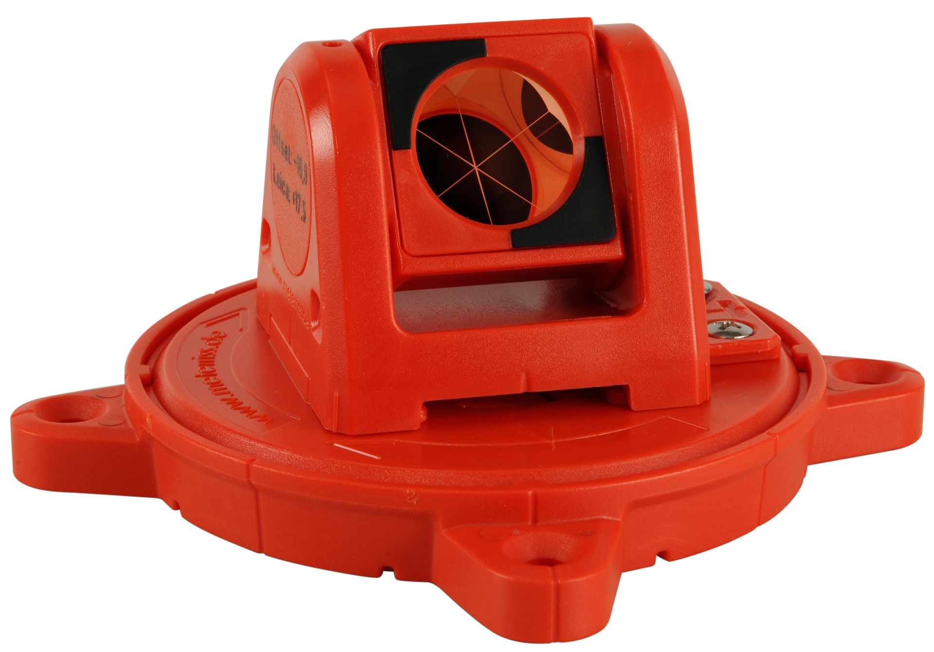 A red object with a black square on it