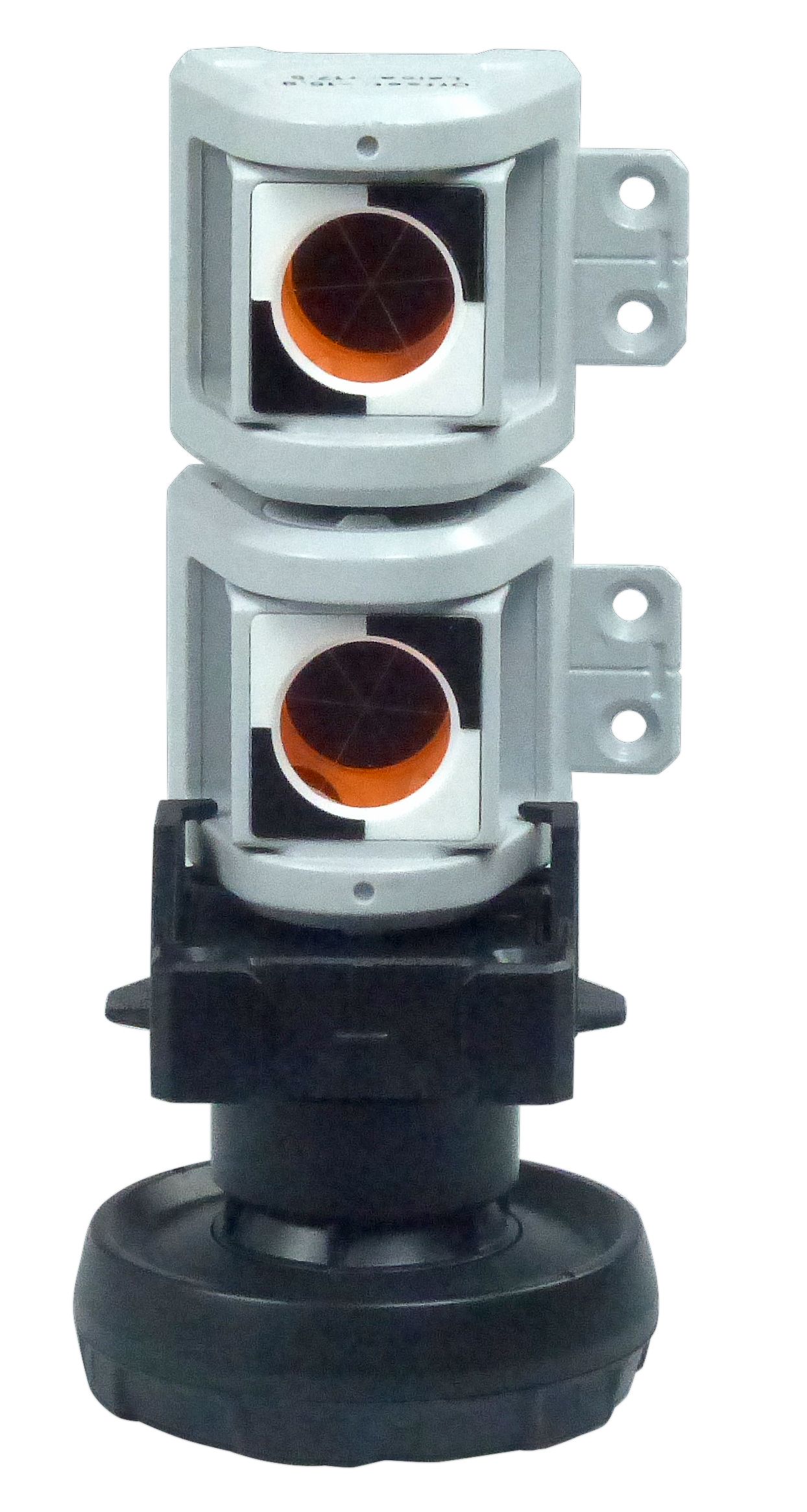 A black and white object with two circles on it