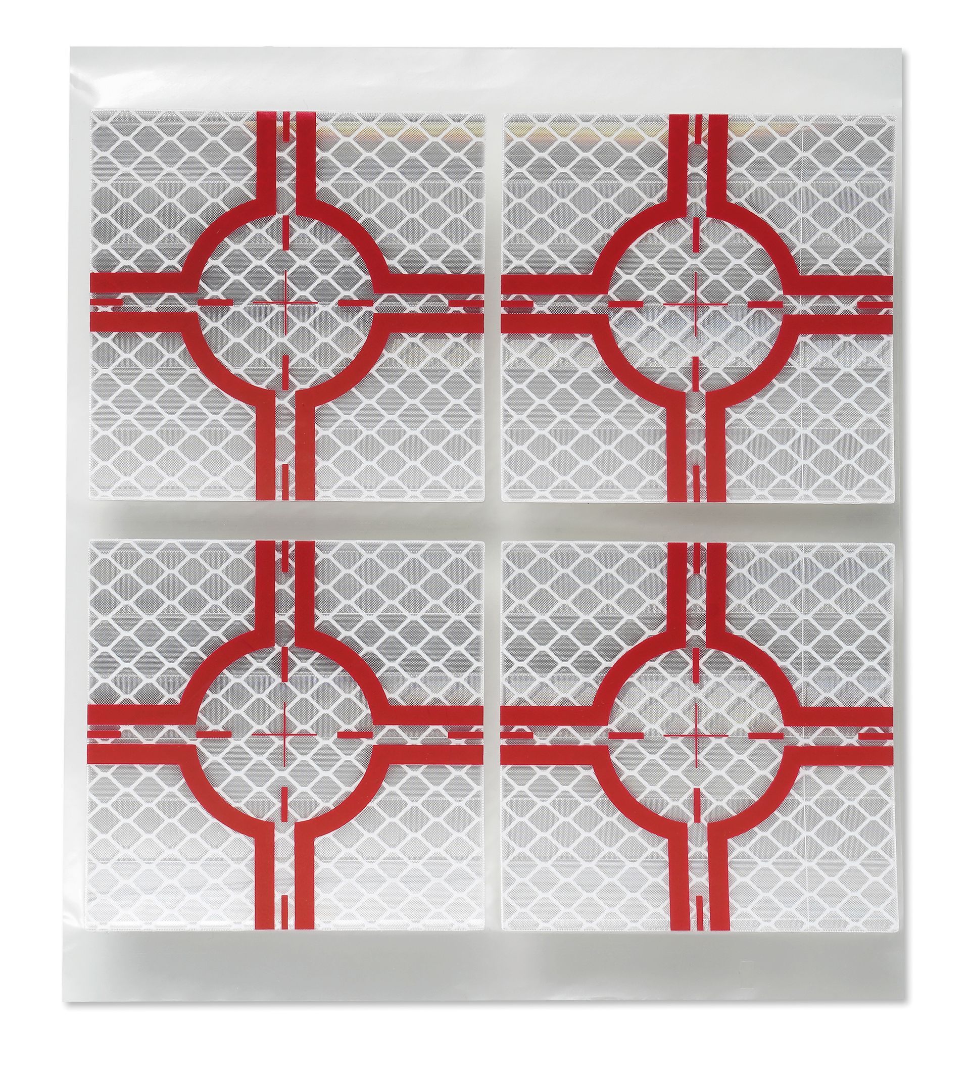 A white square with a red circle in the middle