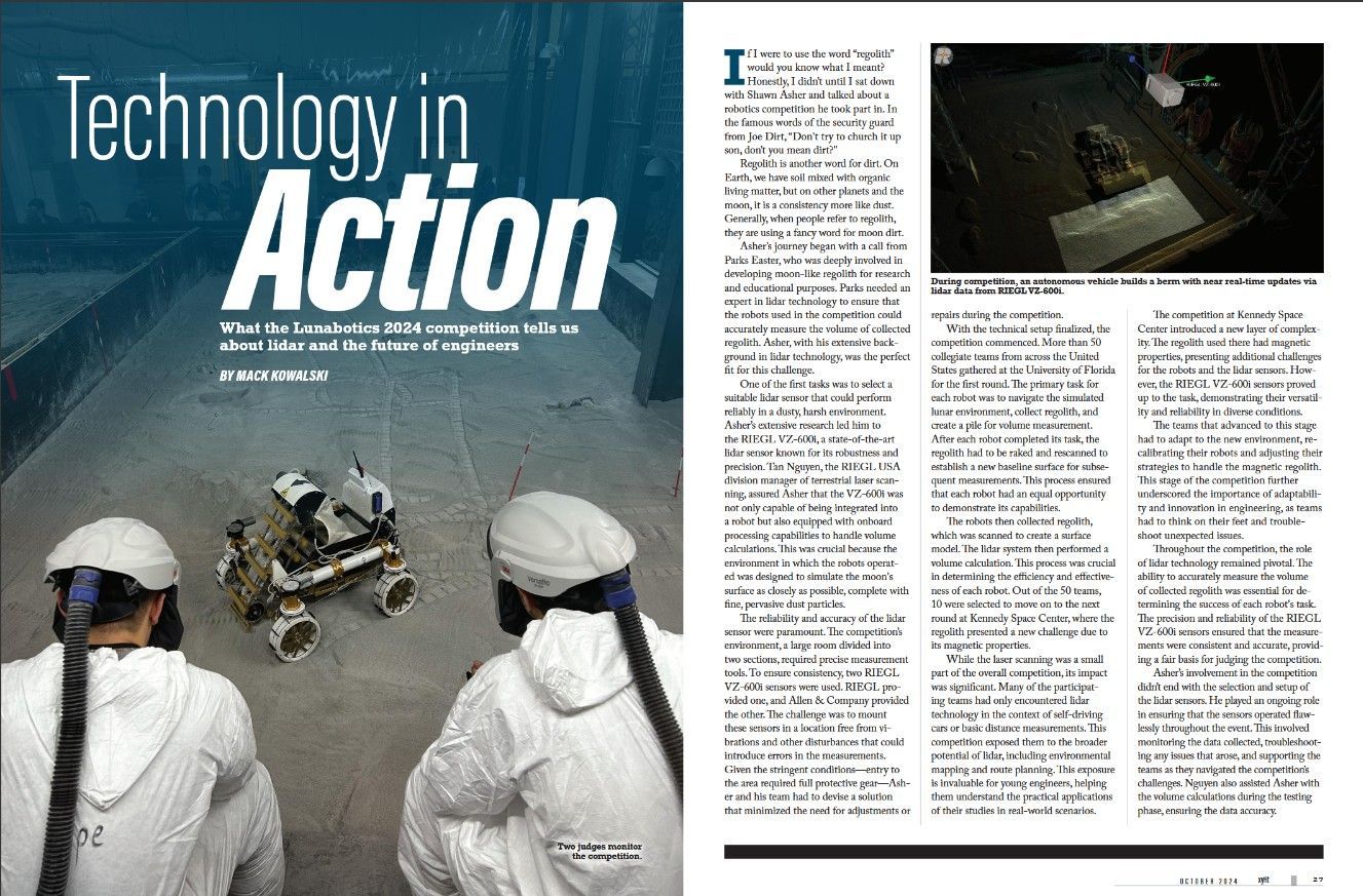 A magazine is open to a page that says technology in action