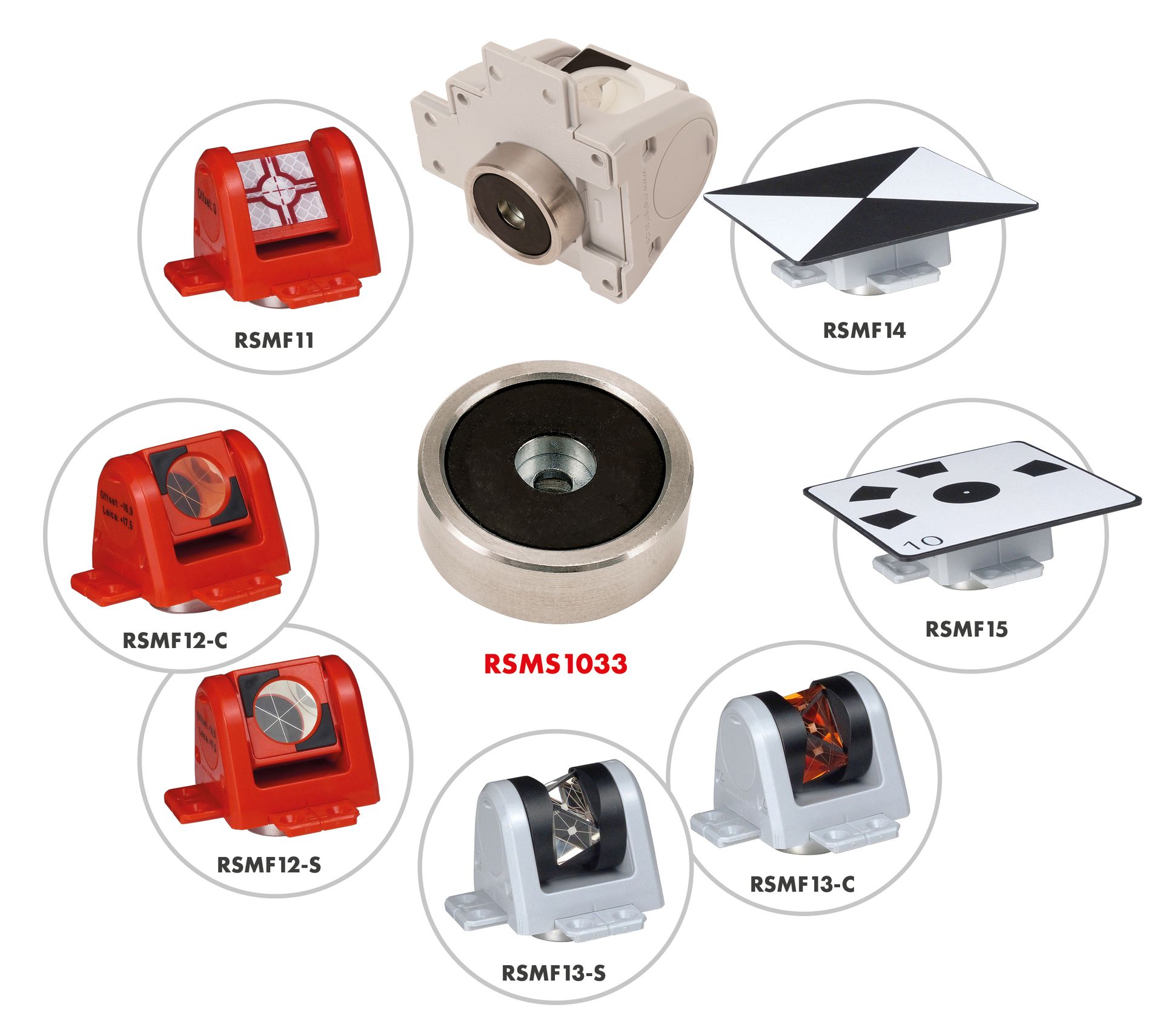 A bunch of different types of magnets are shown on a white background