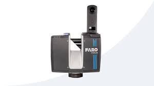 A blue and white scanner with a screen on it